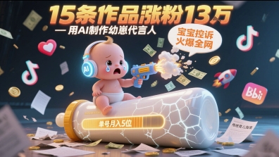用AI制作幼崽代言人，宝宝的控诉火爆全网，15条作品涨粉13W，单号月入5位数实操教程-老K资源网