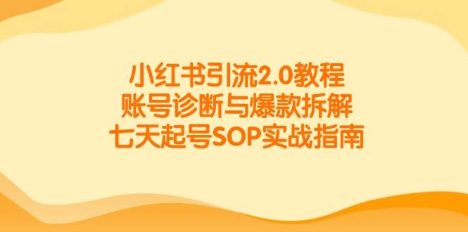 小红书引流2.0教程，账号诊断与爆款拆解，七天起号SOP实战指南-老K资源网