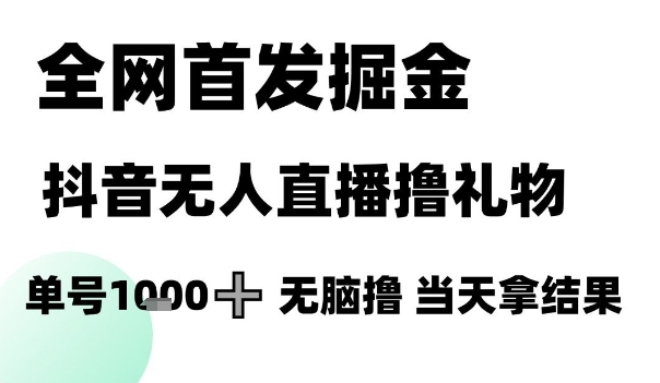 全网首发掘金抖音无人直播撸礼物，单号1k +无脑撸，当天拿结果-老K资源网