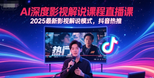 AI深度影视解说课程直播课，2025最新影视解说模式，抖音热推-老K资源网