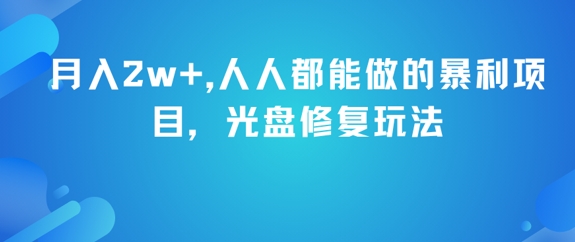 月入2w+，人人都能做的暴利项目，光盘修复玩法-老K资源网