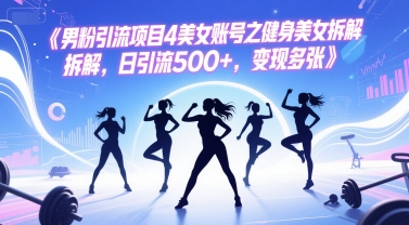 男粉引流项目4美女账号之健身美女拆解，日引流500+，变现多张-老K资源网
