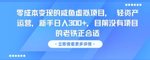 零成本变现的咸鱼虚拟项目， 轻资产运营，新手日入3张+，目前没有项目的老铁正合适-老K资源网