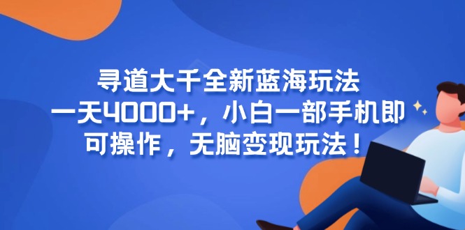 寻道大千全新蓝海玩法，一天4000+，小白一部手机即可操作，无脑变现玩法！-老K资源网