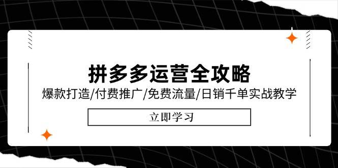 拼多多运营全攻略，爆款打造/付费推广/免费流量/日销千单实战教学/6月更新-老K资源网