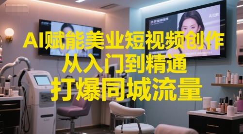 AI赋能美业短视频创作，从入门到精通，打爆同城流量，超级AI工具短视频实操落地-老K资源网