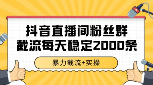 抖音直播间粉丝群暴力截流，一台电脑每天稳定2000条数据-老K资源网