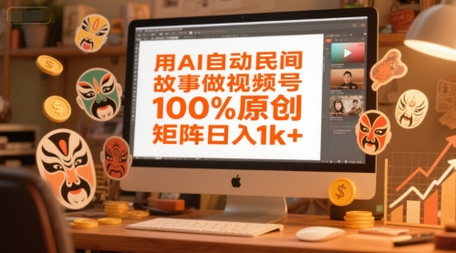 用AI自动民间故事做视频号，100%原创，矩阵日入1k+-老K资源网