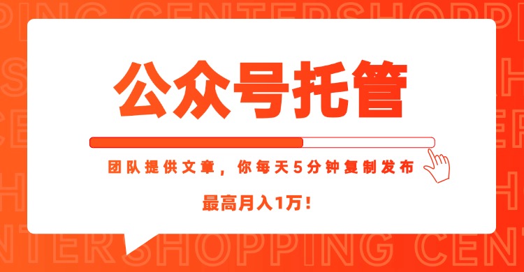 【公众号托管 】我提供文章，你每天５分钟复制发布，最高月入1W-老K资源网