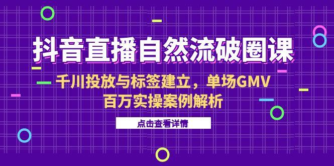 抖音直播自然流破圈课-6月，千川投放与标签建立，单场GMV百万实操案例解析-老K资源网