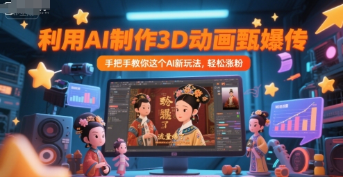 利用AI制作3D动画甄嬛传，流量爆了，手把手教你这个AI新玩法，轻松涨粉-老K资源网