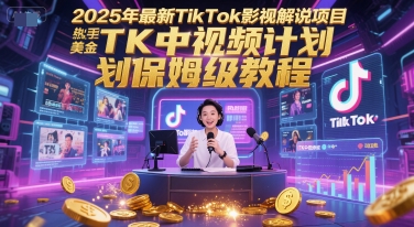 2025年最新TikTok影视解说项目，新手也能挣美金，TK中视频计划保姆级教程-老K资源网
