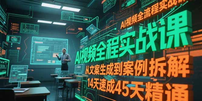AI视频全流程实战课，从文案生成到案例拆解，14天速成45天精通-老K资源网