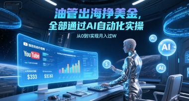 油管出海挣美金，全部通过AI自动化实操，从0到1实现月入过W-老K资源网