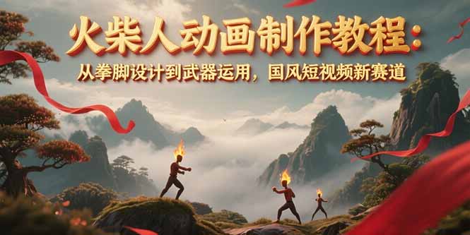 （15171期）火柴人动画制作教程：从拳脚设计到武器运用，国风短视频新赛道-老K资源网