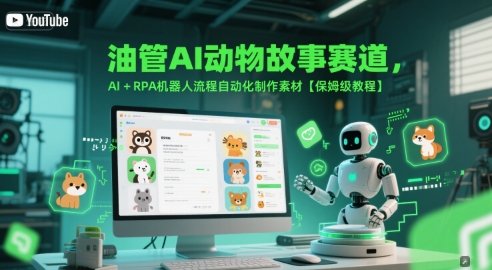 油管AI动物故事赛道，AI+RPA机器人流程自动化制作素材【保姆级教程】-老K资源网
