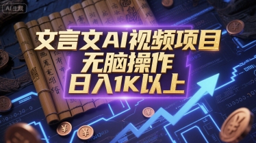 文言文AI视频项目，无脑操作，日入1K以上-老K资源网