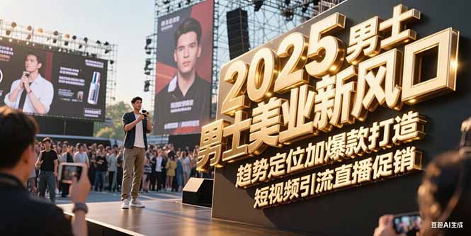 2025男士美业新风口，趋势定位加爆款打造，短视频引流直播促销-老K资源网