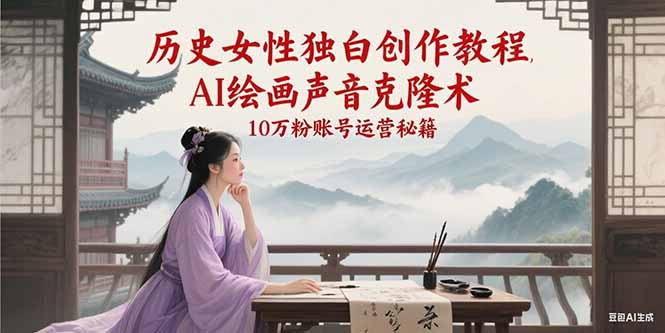 历史女性独白创作教程，AI绘画声音克隆术，10万粉账号运营秘籍-老K资源网