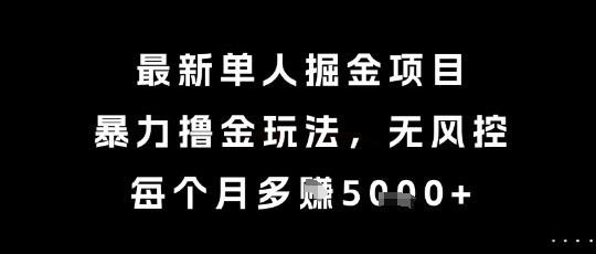 最新单人掘金项目，暴力撸金玩法，无风控，每个月多挣5k+-老K资源网