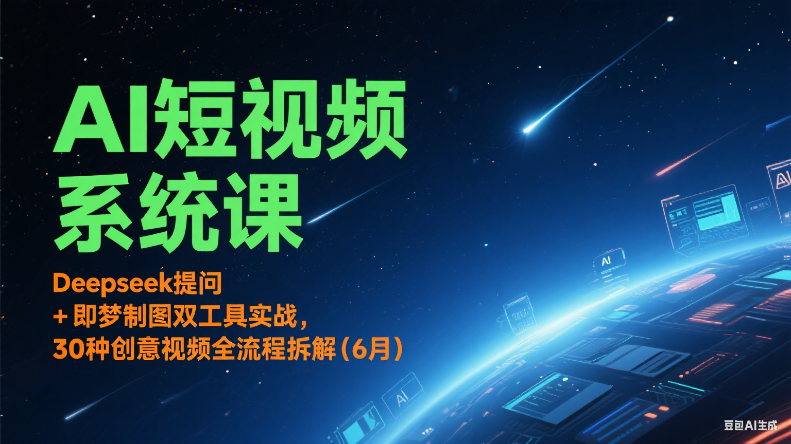 AI短视频系统课：Deepseek提问 + 即梦制图双工具实战，30种创意视频全流程拆解(6月)-老K资源网