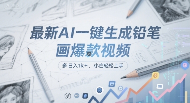 最新AI一键生成铅笔画爆款视频，多平台分发，日 入1k+，小白轻松上手-老K资源网
