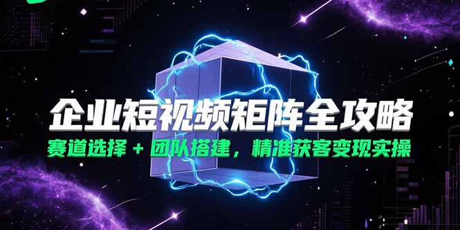 企业短视频矩阵全攻略，赛道选择+团队搭建，精准获客变现实操-老K资源网