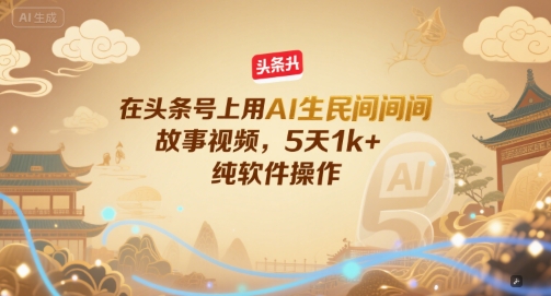 在头条号上用AI生民间故事视频，5天1k+，纯软件操作-老K资源网