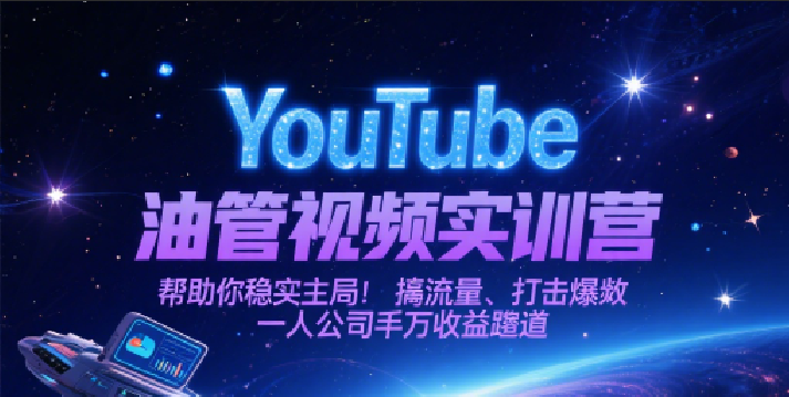 YouTube油管视频实训营，帮助你稳入局、搞流量、打爆款，一人公司千万收益赛道-老K资源网