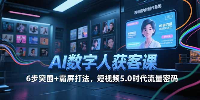AI数字人获客课，6步突围+霸屏打法，短视频5.0时代流量密码-老K资源网