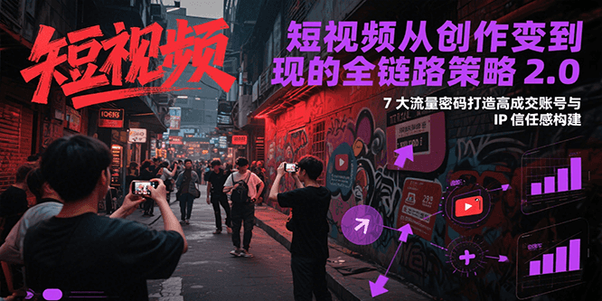短视频从创作到变现的全链路策略2.0，7大流量密码构建IP信任感打造高成交账号-老K资源网