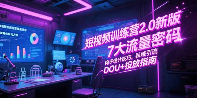 （15255期）短视频训练营2.0新版，7大流量密码/钩子设计技巧/私域引流/DOU+投放指南-老K资源网