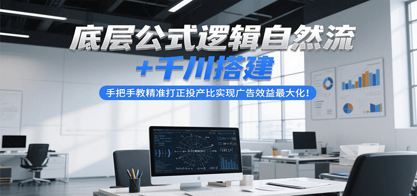 底层公式逻辑自然流+千川搭建，手把手教精准打正投产比实现广告效益最大化！-老K资源网