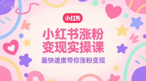 小红书涨粉变现实操课，最快速度带你涨粉变现-老K资源网