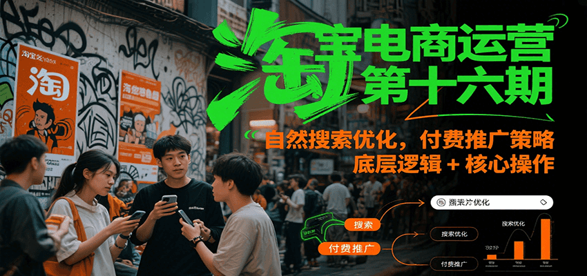 淘宝电商运营第十六期，自然搜索优化，付费推广策略，底层逻辑+核心操作-老K资源网