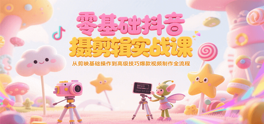 零基础抖音短视频拍摄剪辑实战课，从剪映基础操作到高级技巧爆款视频制作全流程-老K资源网
