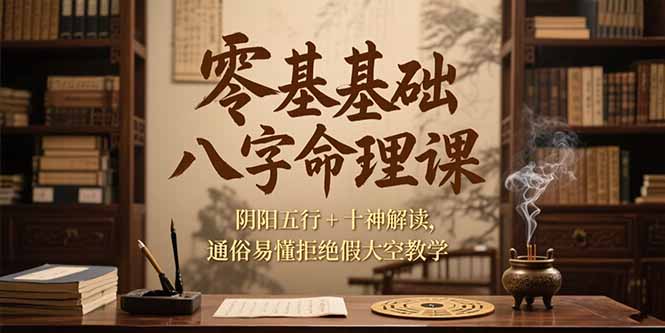 零基础八字命理课，阴阳五行+十神解读，通俗易懂拒绝假大空教学-老K资源网