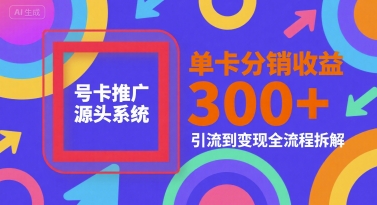 号卡推广源头系统，单卡分销收益3张+，引流到变现全流程拆解-老K资源网