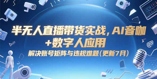 半无人直播带货实战，AI音咖+数字人应用 解决账号矩阵与违规难题(更新7月)-老K资源网
