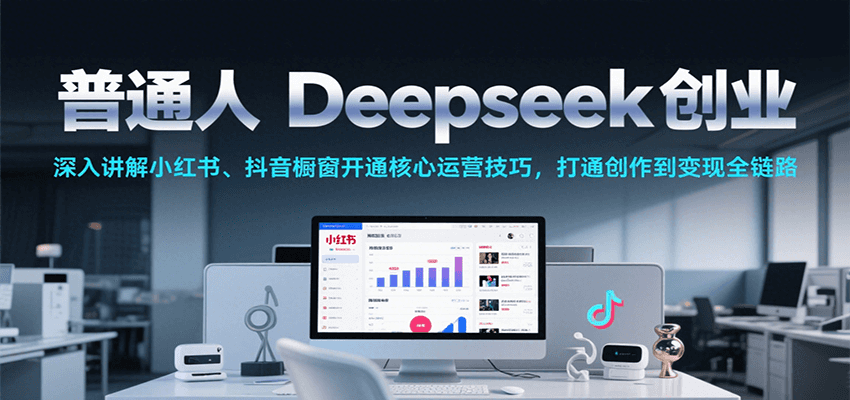 普通人Deepseek创业，小红书、抖音橱窗开通核心运营技巧，打通创作到变现全链路-老K资源网