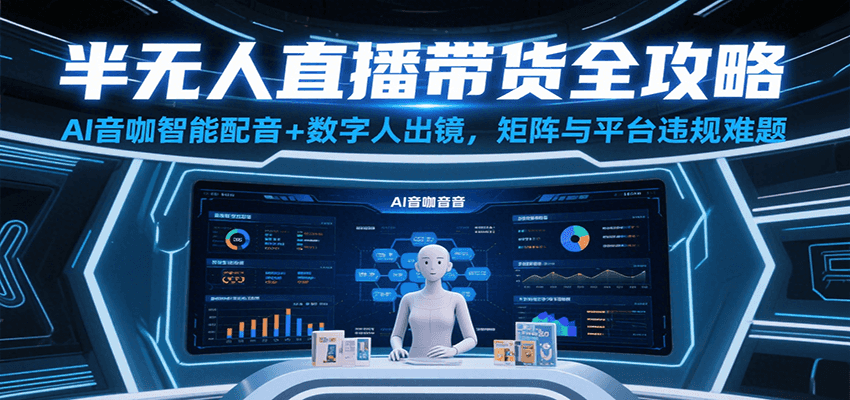 半无人直播带货全攻略：AI音咖智能配音+数字人出镜，解决账号矩阵与平台违规难题-老K资源网