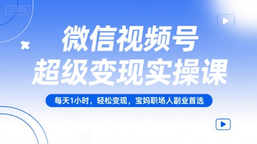微信视频号超级变现实操课，每天1小时，轻松变现，宝妈职场人副业首选-老K资源网