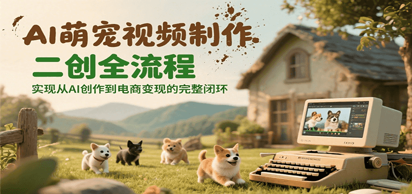 AI萌宠视频制作二创全流程，实现从AI创作到电商变现的完整闭环-老K资源网