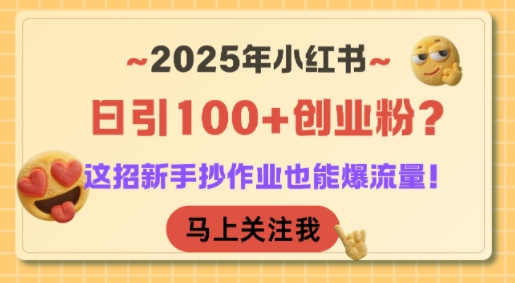 2025年小红书日引100+创业粉？这招新手抄作业也能爆流量！-老K资源网