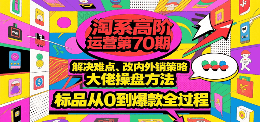 淘系高阶运营第70期，解决难点、改内外销策略，大佬操盘方法，标品从0到爆款全过程-老K资源网