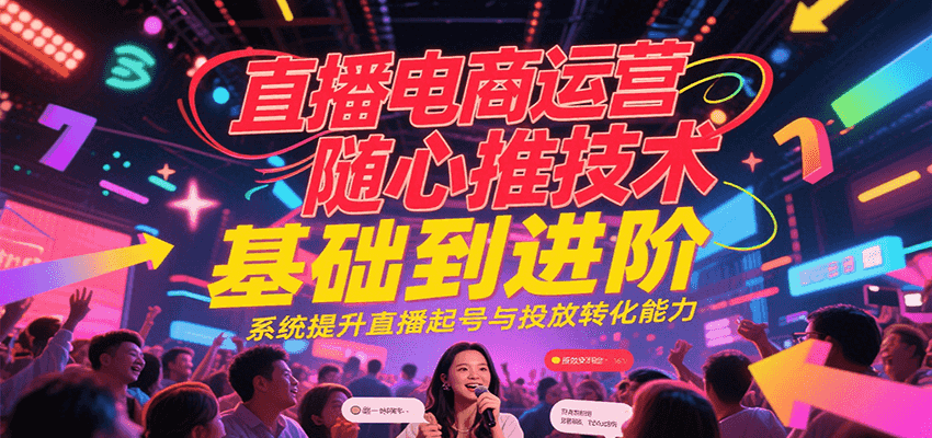 直播电商运营随心推投放技术基础到进阶，系统提升直播起号与投放转化能力-老K资源网
