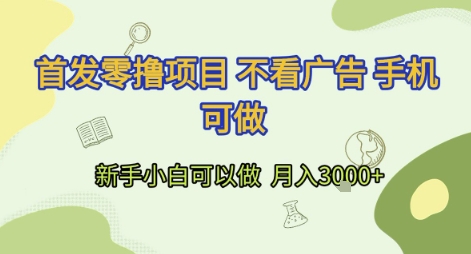 首发零撸项目 不看广告 手机可做 新手小白可以做  月入3k+-老K资源网