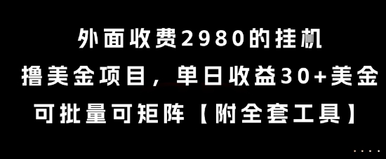外面收费2980的挂G撸美金项目，单日收益30+美金，可批量可矩阵-老K资源网