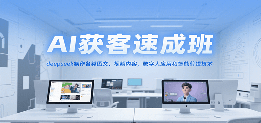 AI获客速成班，deepseek制作各类图文、视频内容，数字人应用和智能剪辑技术-老K资源网