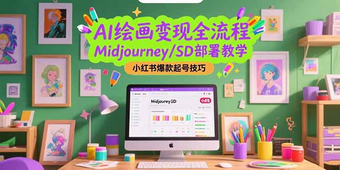 AI绘画变现全流程，Midjourney/SD部署教学，小红书爆款起号技巧-老K资源网